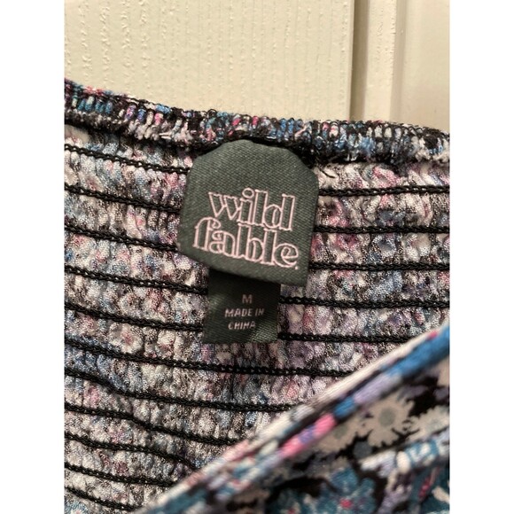 Wild Fable Floral Long Sleeve Crop Top Ruched Smocked Women's Medium Cottage - Picture 4 of 4